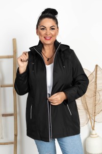Kurtka z odpinanym kapturem ELA czarna Plus Size 44-52