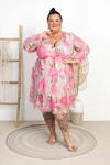 Sukienka siateczkowa literka A TAYLOR kwiaty róż Plus Size 46/52