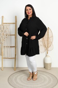 Tunika Koszulowa z crepy LONA czarna Plus Size 46/50