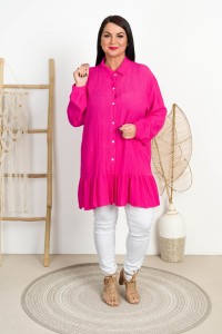 Tunika Koszulowa z crepy LONA fuksjowa Plus Size 46/50