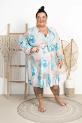 Sukienka literka A SHAILA błękitne maziaje Plus Size 48/54