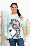 Bluza Masełko LEON miętowa z motylem Plus Size 44/52