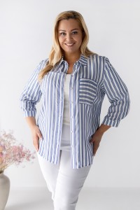 Koszula VIOLET paski niebieskie Plus Size 46-58