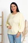 Bluzka elegancka z wiązaniem MARIENN bananowa Plus Size 44-52
