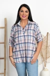 Koszula wkładana przez głowę SELEST kratka pudrowo-niebieska Plus Size 42-52