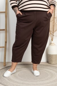 Spodnie Baloons Dresowe DEVINE czekoladowe Plus Size 44-56