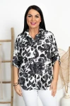 Koszula wkładana przez głowę SELEST czarne kwiaty Plus Size 42-52