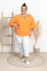 Bluzka z crepy DANUSIA pomarańczowa Plus Size 46/54