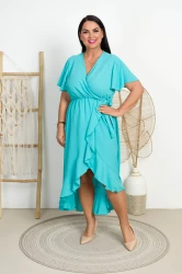 Sukienka Maxi MOTYLEK turkus Plus Size 42/50
