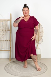 Sukienka Maxi JOLYN burgund Plus Size 46/52