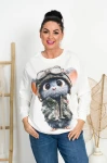 Bluza Masełko LEON biała myszka Plus Size 44/52