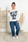 Bluza Masełko LEON biała pies Plus Size 44/52