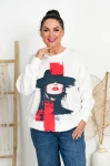 Bluza Masełko LEON biała kapelusz Plus Size 44/52