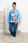 Bluza Masełko LEON niebieska miś Plus Size 44/52