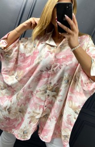 Koszula Oversize KOSTA wzór pudrowy Plus Size 48/56