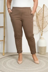Spodnie dresowe GOLD brązowe Plus Size 42-54