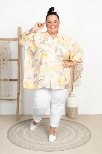 Koszula Oversize KOSTA wzór żółty Plus Size 48/56