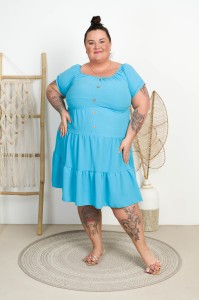 Sukienka literka A JANETTE turkusowa Plus Size 44/52