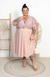 Sukienka Maxi Koronka literka A KINTAI pudrowa Plus Size 46/52