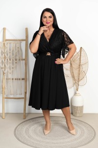 Sukienka Maxi Koronka literka A KINTAI czarna Plus Size 46/52
