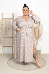 Sukienka Maxi literka A SHADOW fango+groszki Plus Size 48/54