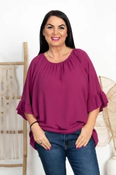Bluzka z crepy DANUSIA fioletowa Plus Size 46/54