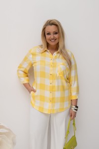 Koszula VIOLET w żółtą kratę Plus Size 44-58