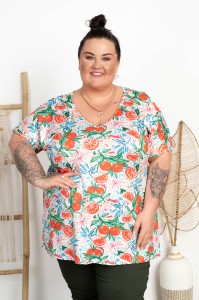 Tunika trapezowa VNeck TREVOR grapefruity Plus Size 50/56