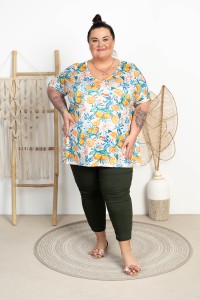 Tunika trapezowa VNeck TREVOR pomarańcze Plus Size 50/56 