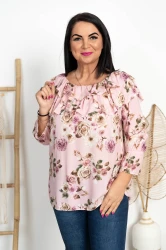 Bluzka Hiszpanka ASTER kwiaty puder Plus Size 44/48