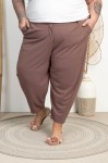 Eleganckie Spodnie Baloons DEVINE pudrowy brąz Plus Size 44-54