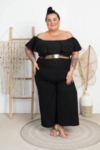 Kombinezon Długi Hiszpanka SONATA czarny Plus Size 44/52