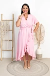 Sukienka Maxi MOTYLEK pudrowa Plus Size 42/50