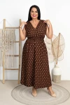 Sukienka Maxi w groszki JOLA czekoladowa Plus Size 44/50