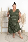 Sukienka Maxi w groszki JOLA khaki Plus Size 44/50