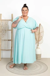 Sukienka Maxi z Kopertowym Dekoltem EMILII miętowa Plus Size 52/58