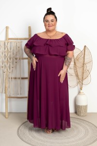 Sukienka Maxi Hiszpanka VENTURA śliwkowa Plus Size 52/56