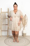 Sukienka Koronkowa literka A KLAUDIA beżowa Plus Size 44/50