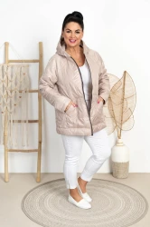 Kurtka na wiosnę RENETTE beżowa Plus Size 42-54