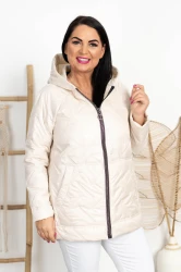 Kurtka na wiosnę RENETTE ecru Plus Size 42-54 