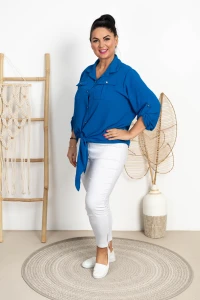 Koszula z wiązaniem MADAME chabrowa Plus Size 44/50 