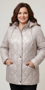 Kurtka na wiosnę STÓJKA popiel Plus Size 44-52