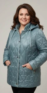 Kurtka na wiosnę STÓJKA szaroniebieska Plus Size 44-52