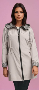 Wiosenna Kurtka Parka KLARA pepitka siwa Plus Size 44-52