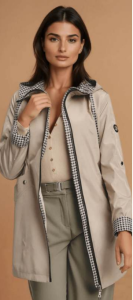 Wiosenna Kurtka Parka KLARA pepitka beżowa Plus Size 44-52