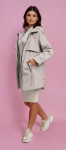 Wiosenna Kurtka Parka LAURA jasno siwa Plus Size 44-54 