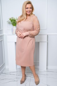 Sukienka elegancka EMMA beżowa Plus Size 44-56