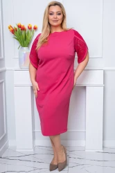 Sukienka elegancka z koronką VIVIEN malinowa Plus Size 44-56