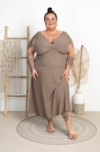 Sukienka Maxi z dekoltem JOLA fango Plus Size 46/52