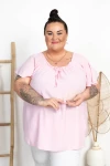 Bluzka z crepy KIKI pudrowa Plus Size 48/56